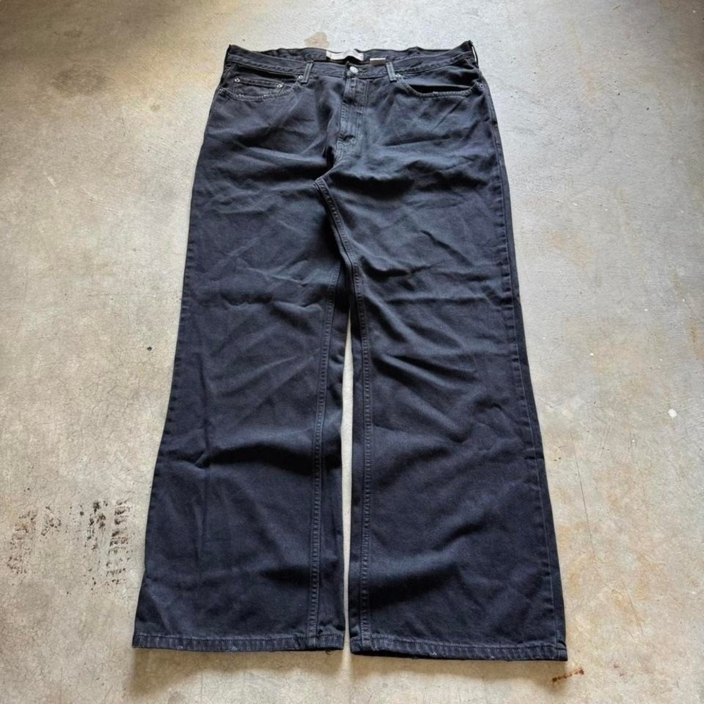 Vintage Levi's 567 Low Loose Bootcut Baggy Black Denim Jeans 38x32 - Picture 5 of 7